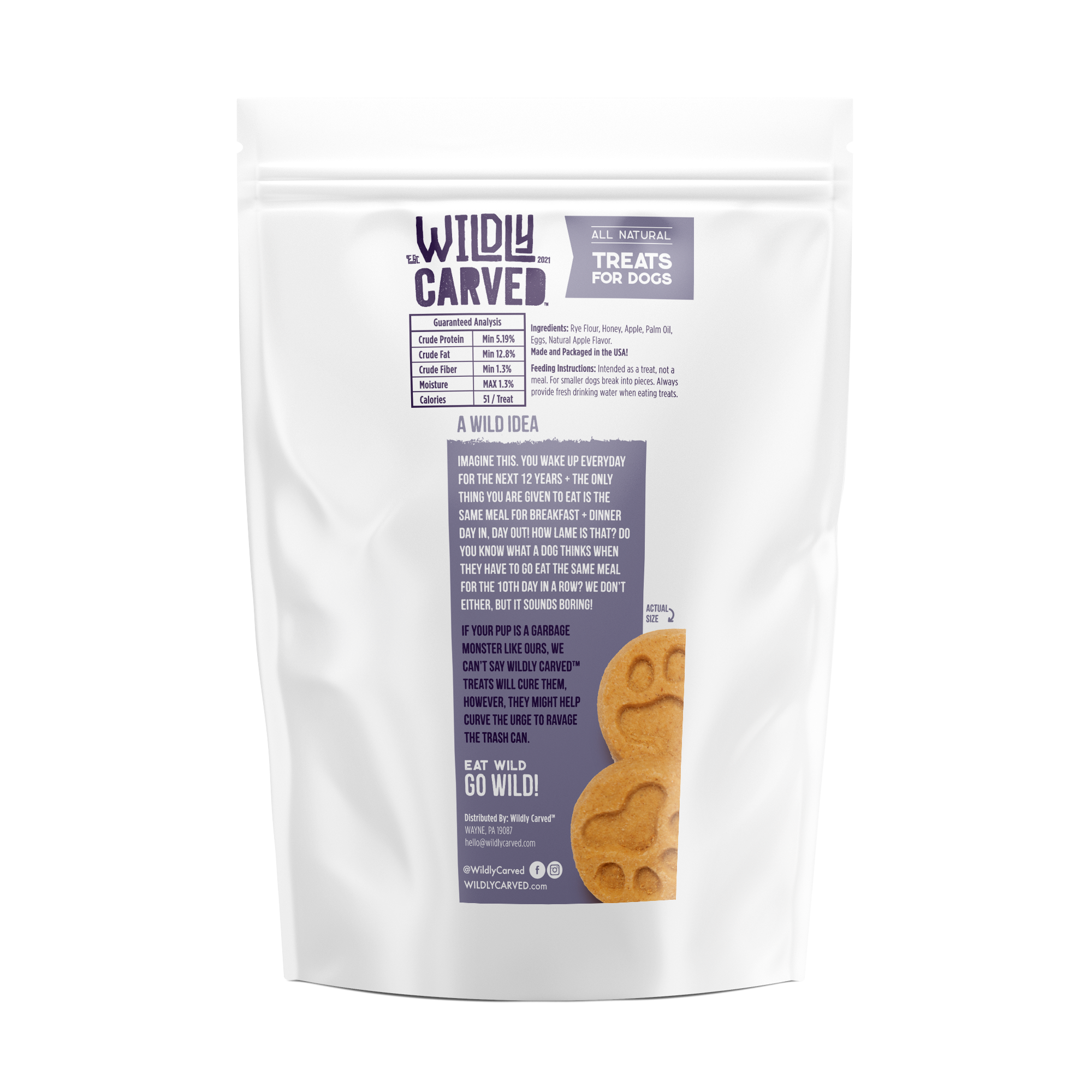 Wildly Carved Human-Grade All Natural Apply Honey Dog Treats