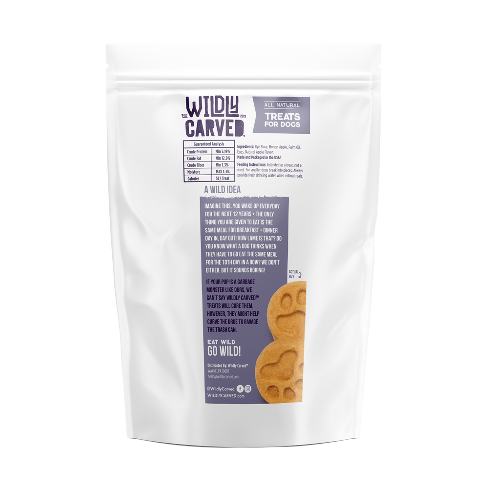 
                  
                    Wildly Carved Human-Grade All Natural Apply Honey Dog Treats
                  
                