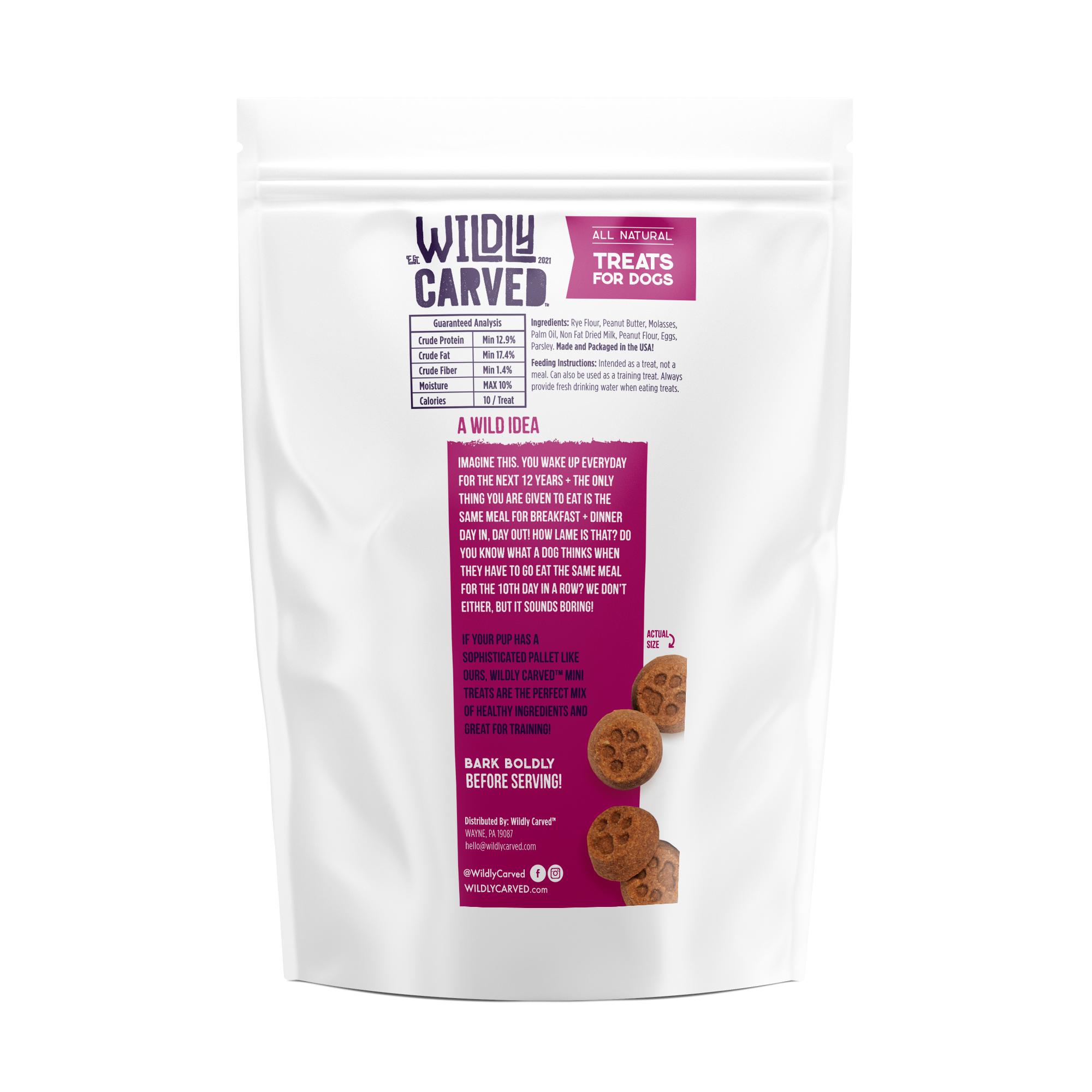 Wildly Carved Human-Grade All Natural Peanut Butter Dog Training Treats